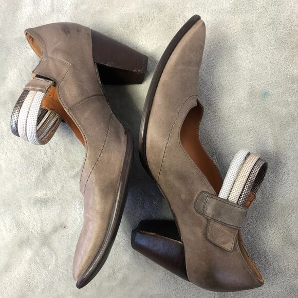 France Mode Block Heel Ankle Strap Leather Shoes Size 37 (6.5 US) - Picture 4 of 16